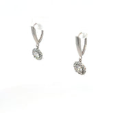 14k White Gold 1.25ct Round Center Stone Diamond /.25ct H VS2 Round Diamond Drop Earrings